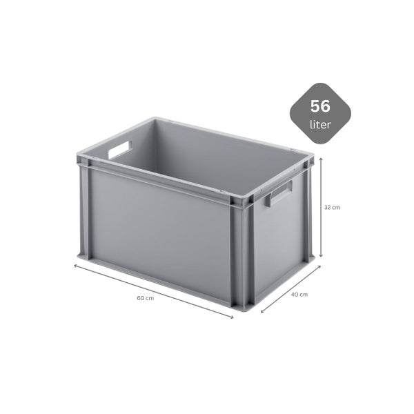 PROREGAL SuperSparSet 3x Eurobehälter mit Offenem Griff und Scharnierdeckel HxBxT 32 x 40 x 60 cm 56 Liter Grau Eurobox Transportbox