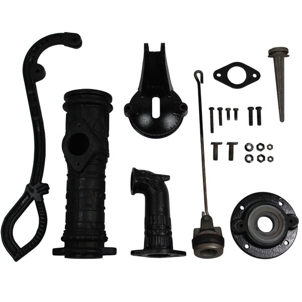 Einzelteile einer Handpumpe für den Garten