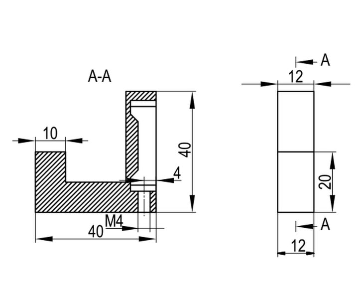Technische Zeichnung eines Bauteils mit Maßen