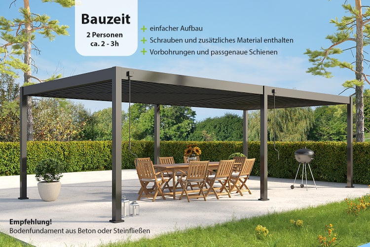 Weide Deluxe Plus Aluminium Pavillon 4 x 8 M Anthrazit Pergola Freistehend