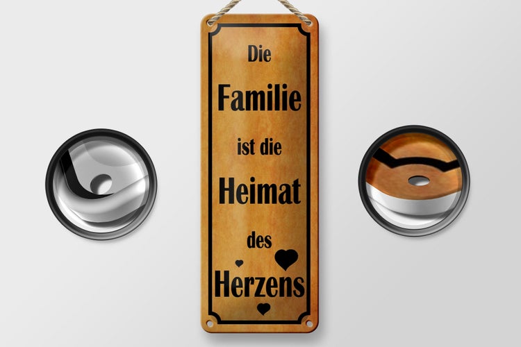 Blechschild Spruch 10x27cm Familie ist Heimat des Herzens Dekoration