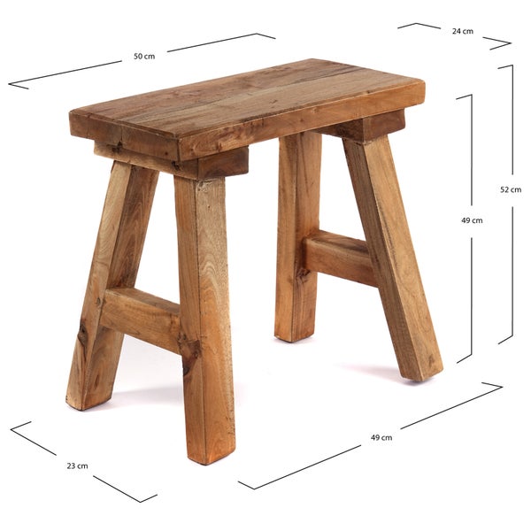 Hocker Rustico Massivholz naturfarben