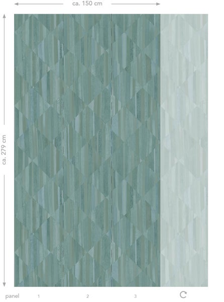 Tapetenpaneel mit geometrischem Muster, circa 150 cm breit und circa 279 cm hoch