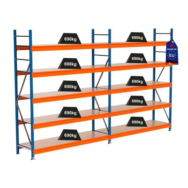Lagerregal mit hoher Traglast und Hergestellt in EU Kennzeichen