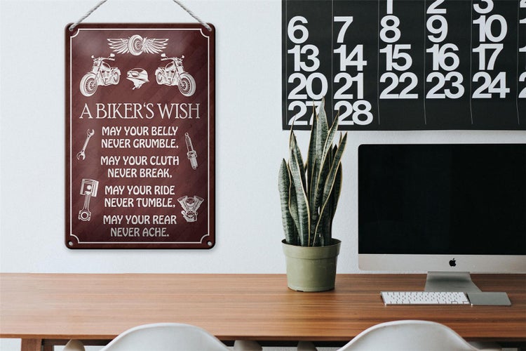 Blechschild Spruch 20x30cm biker`s Wish never crumble break