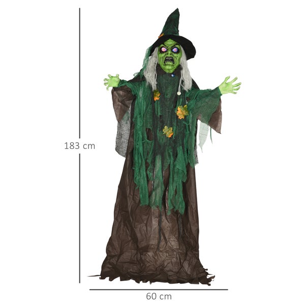 HOMCOM Halloween-Hexe, 60L × 18B × 183H cm, PE, Mehrfarbig