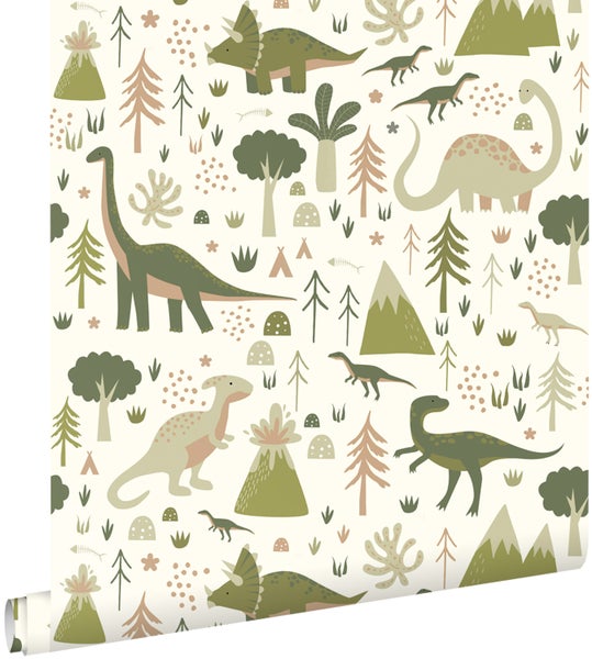 ESTAhome Tapete Dinosaurier Grün - 50 x 900 cm - 131356