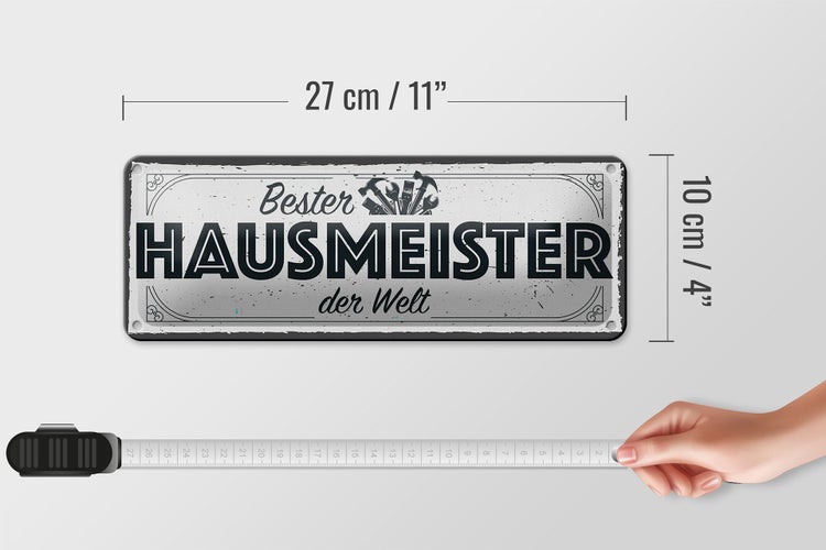 Blechschild Spruch 27x10cm Bester Hausmeister der Welt Dekoration