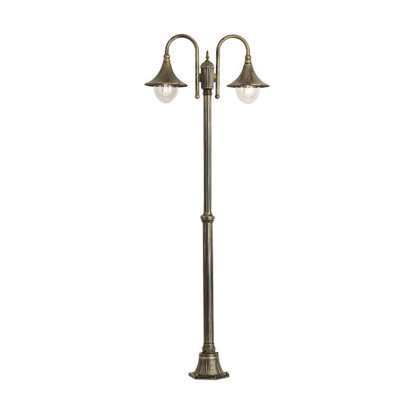 Doppelte Außenstehlampe im nostalgischen Design mit zwei Leuchtenköpfen für den Garten