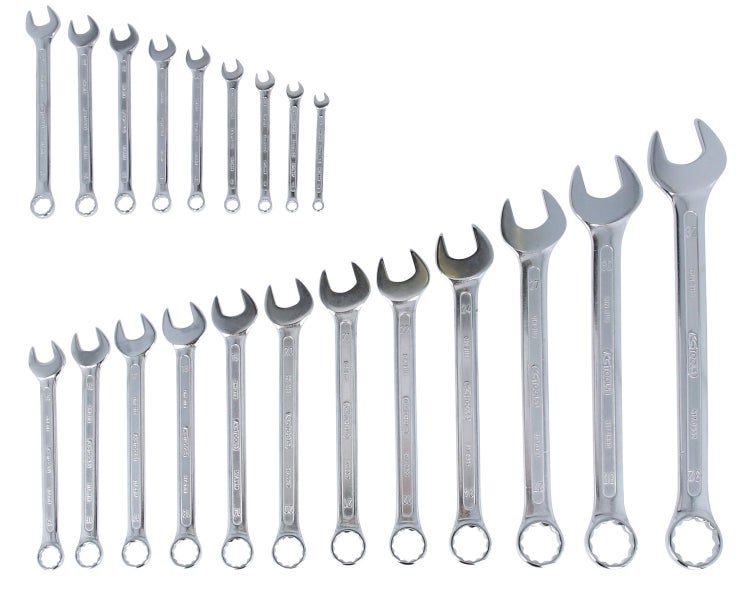KS TOOLS Ringmaulschlüssel-Satz abgewinkelt 21tlg. 6 - 32 mm + GRATIS Besteck-Set 3tlg.