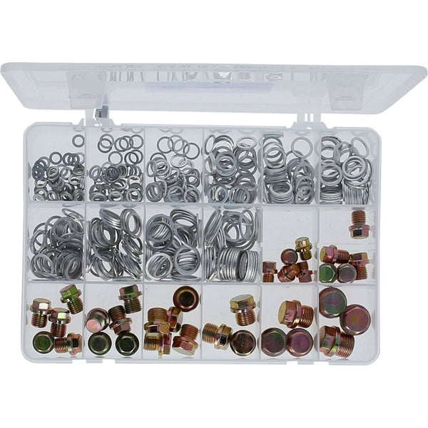 Sortimentskasten mit Dichtringen und Verschluss-Schrauben