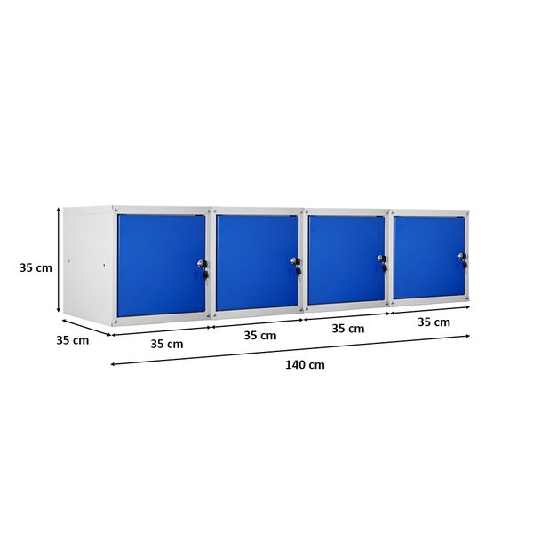 PROREGAL Mega Deal 4x Schließfachwürfel Cubic HxBxT 35 x 35 x 35 cm Grau-Blau