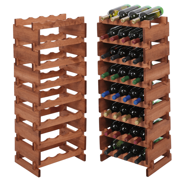 Weinregal VINOTECA FLEX PRO HxBxT 107x46x28cm 32 Flaschen auf 8 Ebenen Massives Kiefernholz Braun geölt