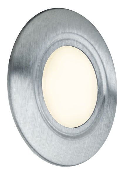 Runder LED Einbaustrahler aus Metall in gebürsteter Optik für die Deckenmontage