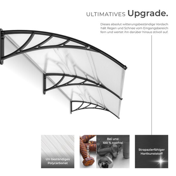 Vordach tectake  200 x 93 cm in Bogenform transparent