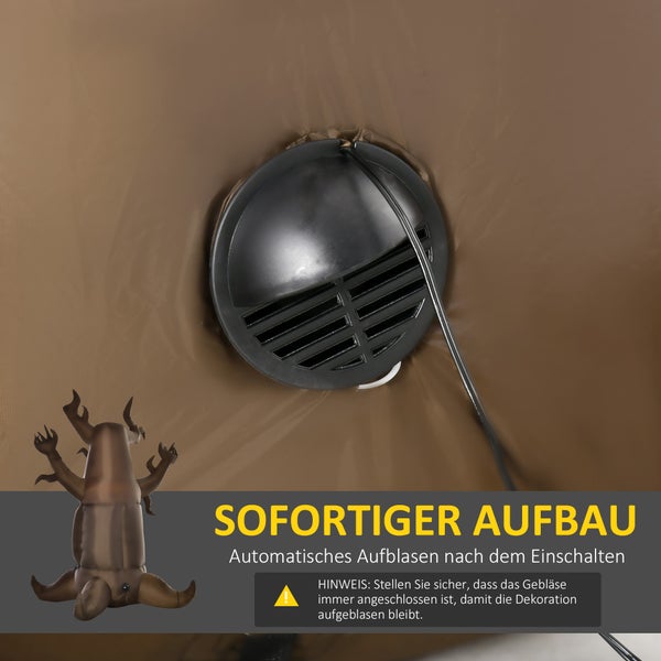 HOMCOM Aufblasbarer Halloween Baum mit 3 Lichtern für den Garten, 180 x 140 x 240 cm, Polyester, Braun