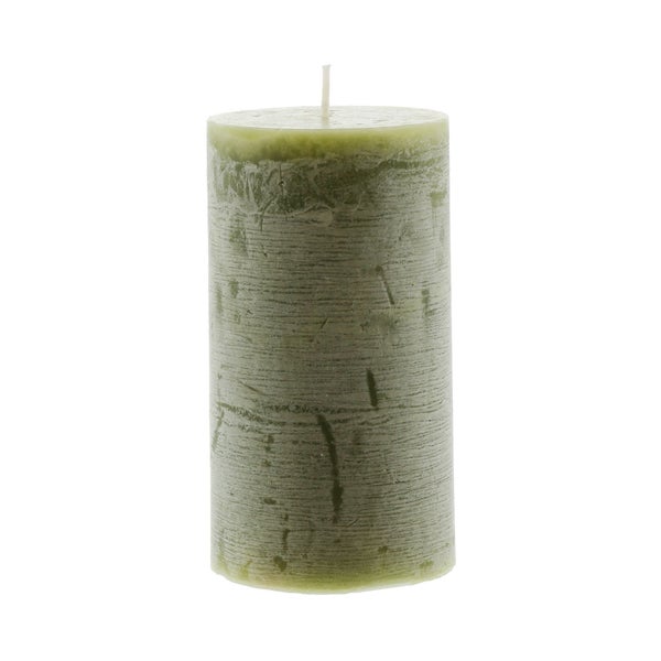 FRANK FLECHTWAREN | Kerze Rustic Green, 4er Set, WACHS, Ø 5,9 x 12 cm, Brenndauer ca. 38 Stunden