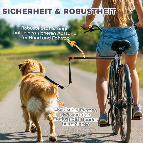 PawHut Fahrradleine für Hunde Fahrrad Hundeleine Einfache Installation und Demontage Hundeleine für Fahrrad, Radfahren, Training, Joggen, Schwarz