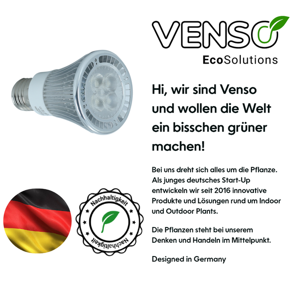 Parus by Venso Growlight 'Indoor plants' LED E27 Pflanzenlampe, Vollspektrum, 6W Pflanzen Lampe für Zimmerpflanzen, Venso Ecosolutions , verbesserte Photosynthese, höhere Chlorophyllbildung, Venso