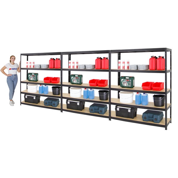 PROREGAL Mega Deal 3x Schwerlastregal Giant Elephant HxBxT 180 x 150 x 45 cm Fachlast 200 kg Schwarz