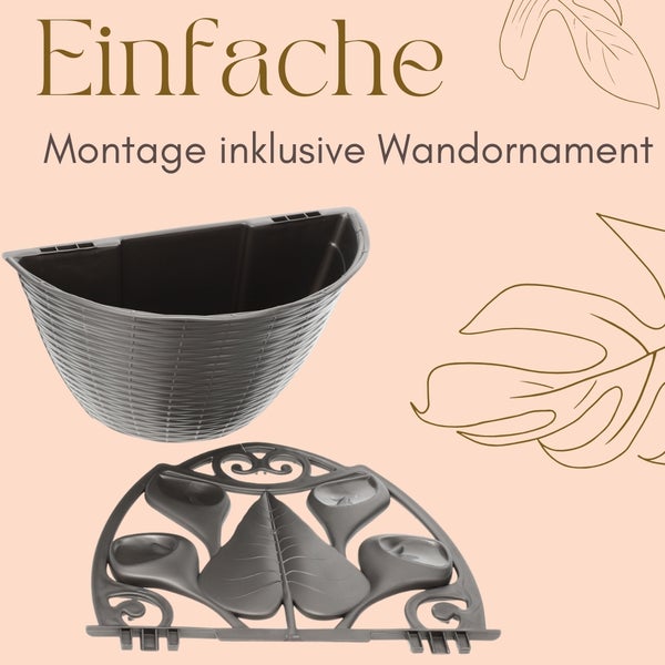 Wandblumentopf mit Wandornament zur einfachen Montage