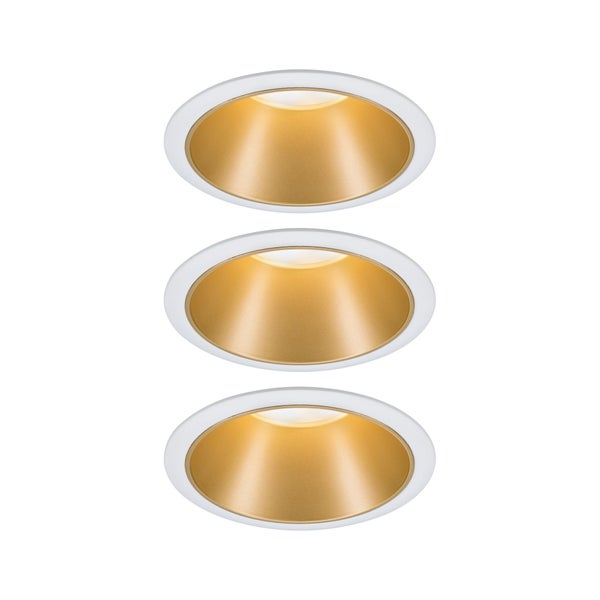 LED Einbauleuchte 3-Step-Dim Cole Coin 3er-Set IP44 rund 88mm Coin 3x6W 3x460lm 230V dimmbar 2700K Weiß, Gold matt