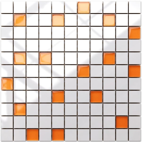 Keramikmosaik auf Netz für Bad oder Küche 30cm x 30cm - Mandarin