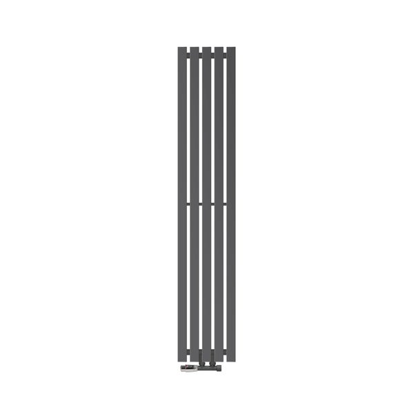 ECD Germany Design Paneelheizkörper Stella Mittelanschluss 260 x 1400 mm Anthrazit mit Anschlussgarnitur inkl. Thermostat Eck Wand, Flach Einlagig Vertikal, Heizkörper Badheizkörper Bad Heizung