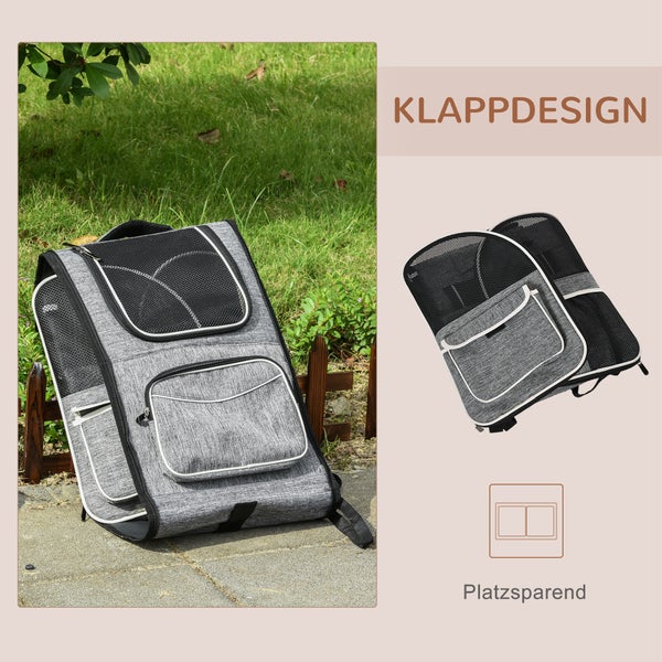 Zusammenklappbarer Tierrucksack mit Netzfenster