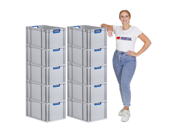 PROREGAL Eurobox Nextgen Color HxBxT 32 x 40 x 60 cm 65 Liter Griffe Blau Offen Verstärkter Boden Eurobehälter Transportbox