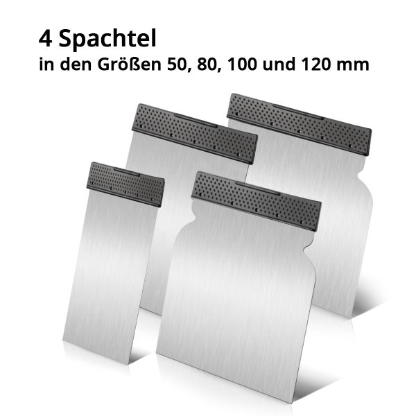 STAHLWERK Spachtelset 12-teilig 50, 80, 100, 120 mm, mit elastischer Klinge