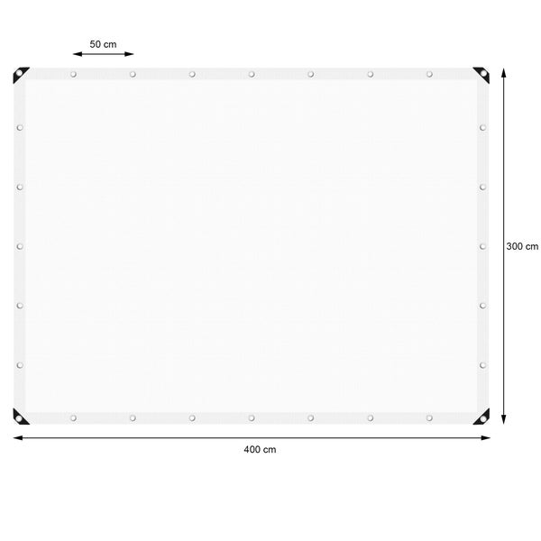 ECD Germany Abdeckplane Gewebeplane mit Ösen 3x4 m 12m² 180g/m² Weiß aus Polyethylen Schimmelresistent Wasserdicht Reißfest Schutzplane Bootsplane Gartenplane Holzplane Plane für Gartenmöbel Pool Auto