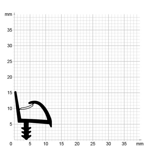 Profilzeichnung einer Dichtung mit Maßeinteilung