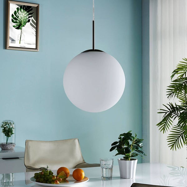 Lindby Pendelleuchte Marike (Modern) in Weiß aus Glas (1 flammig, E27) - Hängelampe Esstischlampe Hängeleuchte Wohnzimmerleuchte