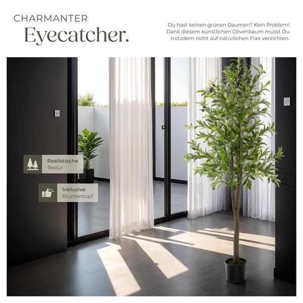 Künstlicher Olivenbaum tectake Oleand stabiler Kunststoff-Blumentopf verschiedene Größen grün