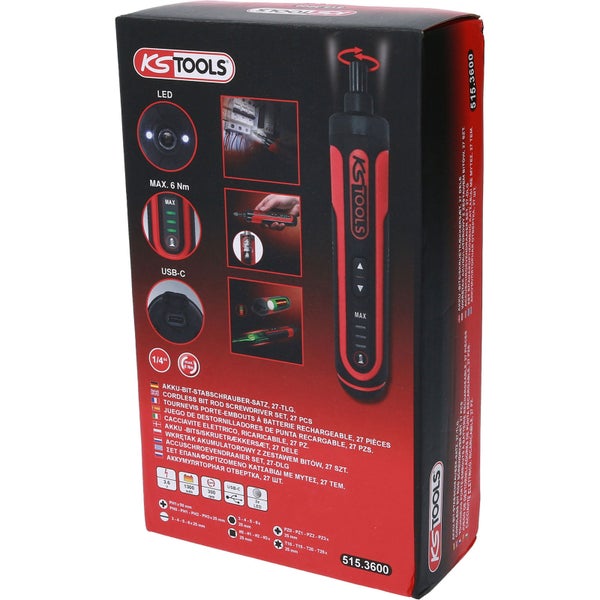 KS Tools Akku-Bit-Stabschrauber-Satz, 27-teilig, in Verpackung