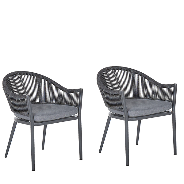 Set mit 2 Stühlen und Sitzkissen MILETO Metall Grau