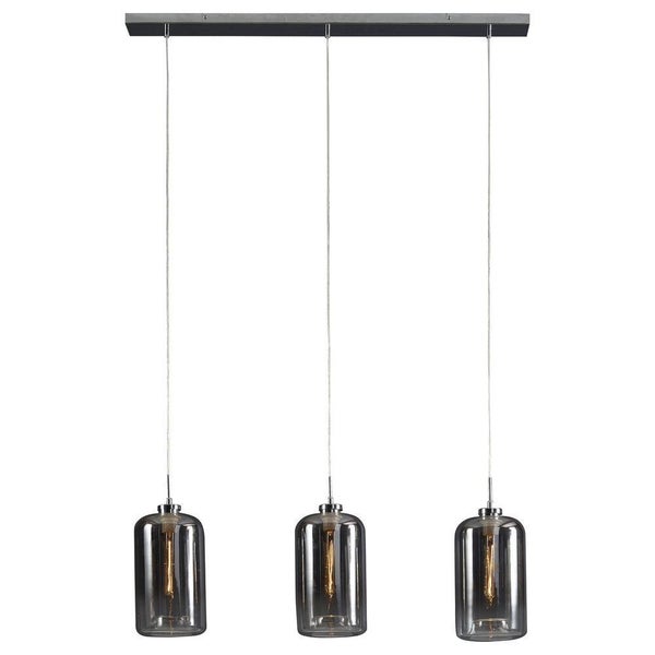 famlights | Pendelleuchte Willi aus Metall und Glas in Chrom 3xE27