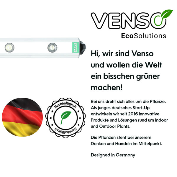 Parus by Venso Wall Spot 90cm, Abstrahlwinkel 90°, LED Wachstumslampe, Grow Light für Zimmerpflanzen und Grünpflanzen, Fassaden- und Wandbegrünung