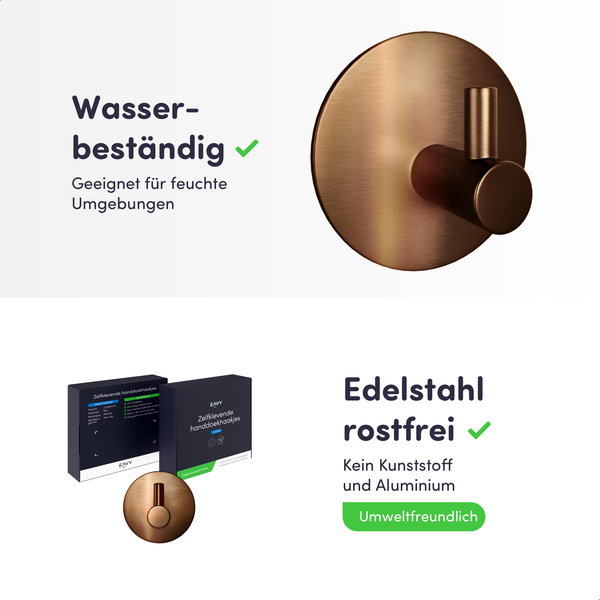 EAVY selbstklebender Handtuchhaken aus rostfreiem Edelstahl, wasserbeständig, für feuchte Umgebungen geeignet und umweltfreundlich.