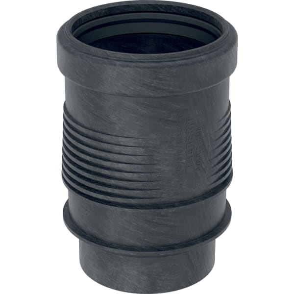 Geberit Silent-db20 Expansionsmuffe aus schwarzem Kunststoff für Abwassersysteme.