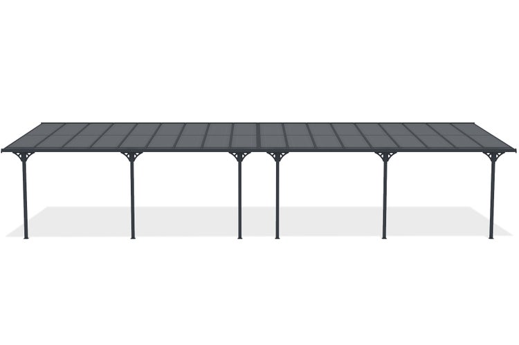 Angebaute Pergola/Carport 33m² KLEO 1100L300 Aluminium Grau