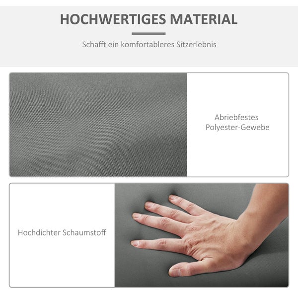 Outsunny 2er Set Auflage für Sonnenliege, Flammhemmend Liegenauflage mit Bänder für Gartenliege 8cm dick Polsterauflage Liegestuhl Kissen für Gartenmöbel, Auflagen für Deckchair 196x55x8 cm Dunkelgrau