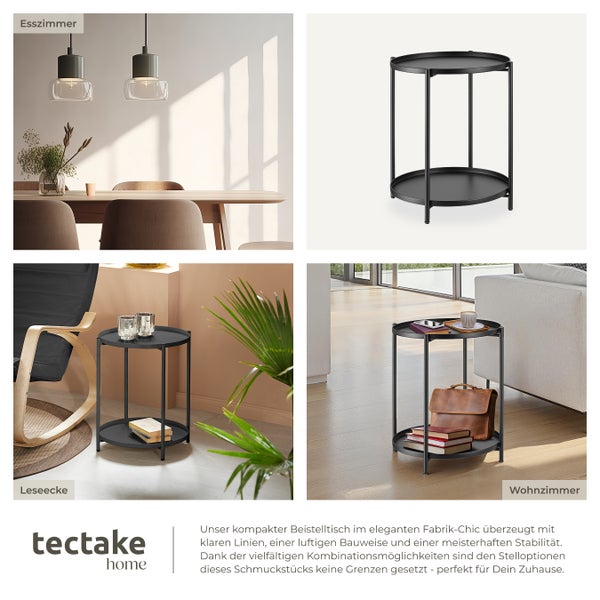 Beistelltisch tectake Oxford 45,5 x 45,5 x 53 cm Stahl schwarz