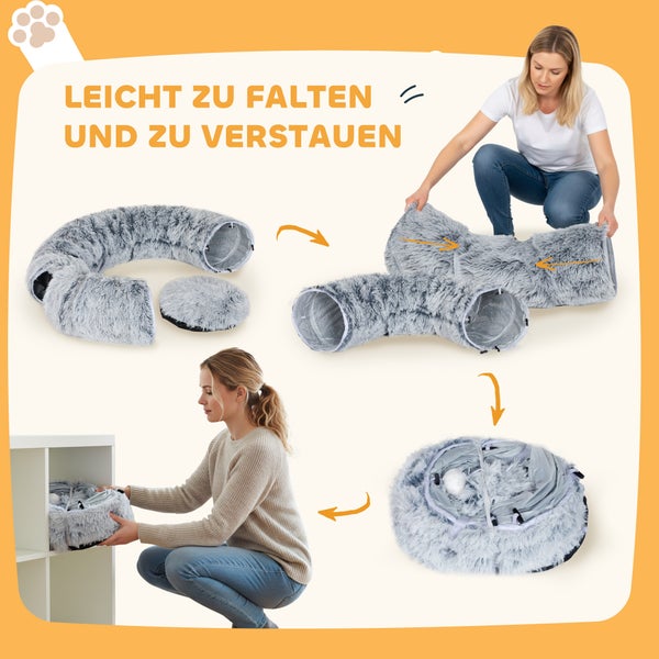 Katzentunnel mit Funktion zum einfachen Zusammenfalten und Verstauen