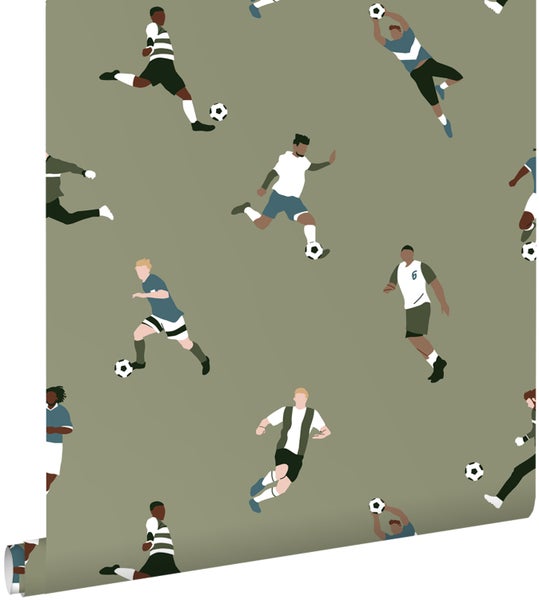ESTAhome Tapete Fußballspieler Dunkelgrün - 50 x 900 cm - 131554