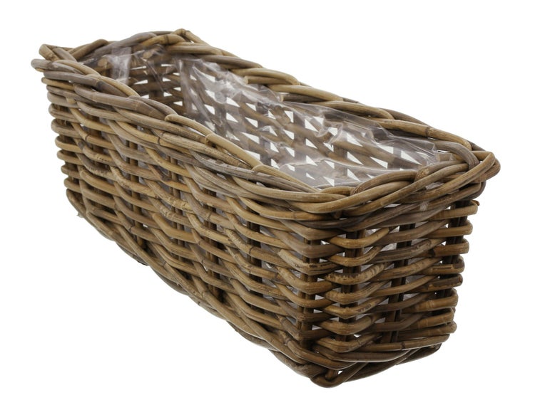FRANK FLECHTWAREN | Pflanzkasten Rattan, klein, RATTAN, ca. 46 x 16 x 15 cm