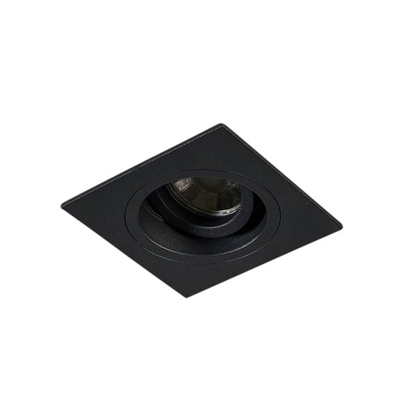 Quadratischer Einbaustrahler aus Metall in Schwarz, schwenkbar.