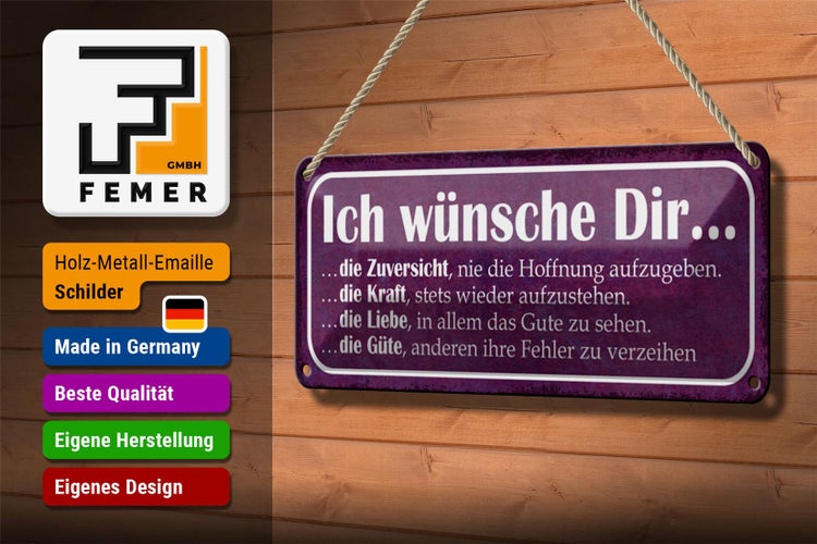 Blechschild Spruch 27x10cm ich wünsche dir Kraft Liebe Güte Dekoration
