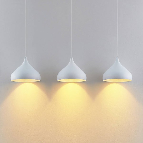 Lindby Pendelleuchte Elamira (Modern) in Weiß aus Metall (3 flammig, E27) - Deckenlampe Esstischlampe Hängelampe Hängeleuchte Wohnzimmerleuchte
